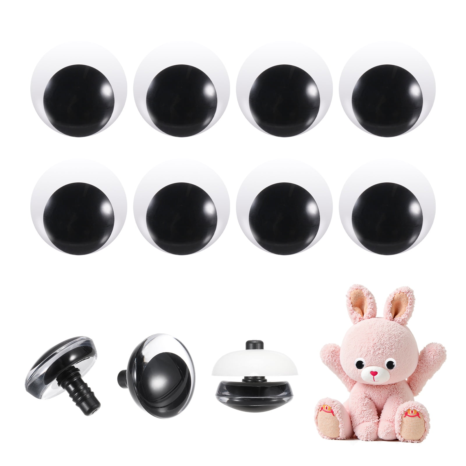 Uxcell 30mm Moon Safety Eyes, 50Pcs Realistic Doll Crocheting Safety Eyes Black