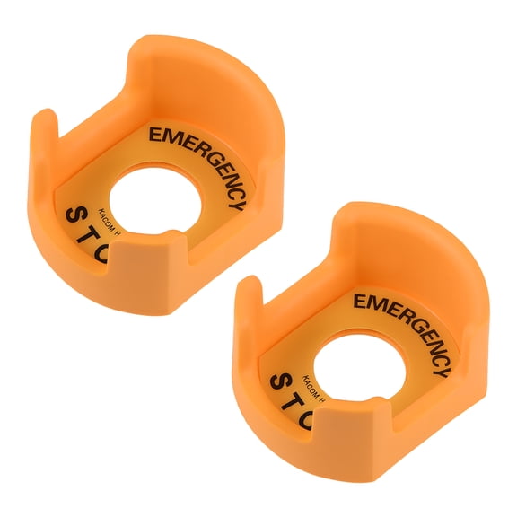 Uxcell 30mm Push Switch Button Protective Cover With Warning Circle Orange 2 Pack