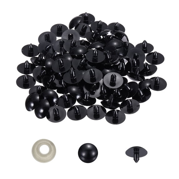 Uxcell 30mm Safety Eyes, 100 Set Plastic Craft Eyes with Washers Safety Eyes for Stuffed Animals Crochet Toys Dolls DIY Craft Making, Black