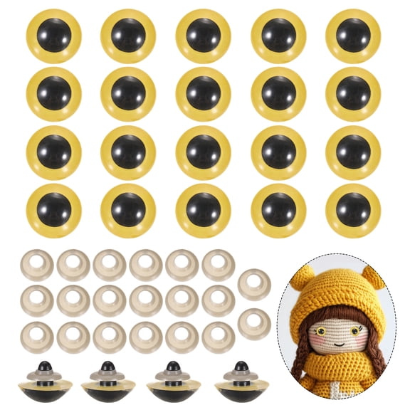 Uxcell 30mm Safety Eyes, 20Pcs Realistic Doll Crocheting Safety Eyes Yellow