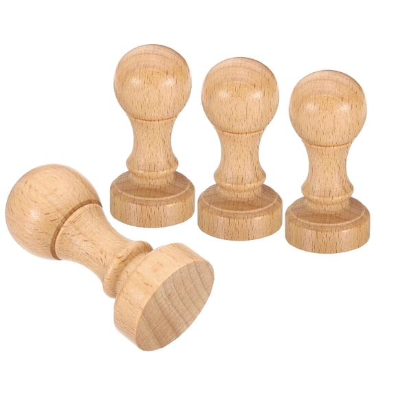 Uxcell 30mm Stamp Wood Round Handle, 4 Pack Wooden Knobs Stamp Mounts Drawer Pulls Scrapbooking, Brown