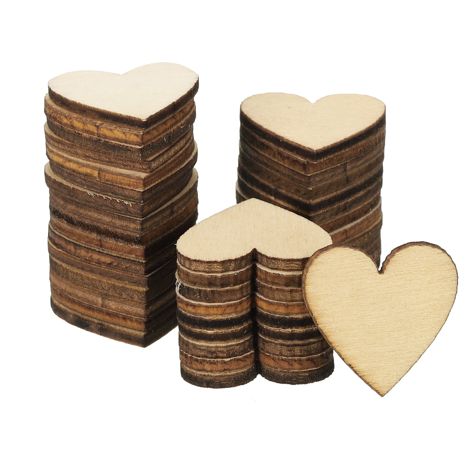 10 Pack Unfinished Natural Wood Hearts – 30mm (1.18in) Wooden Cutouts With Hole For DIY Crafts, Jewelry & Kids Activities