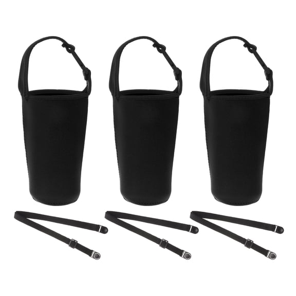 Uxcell 30oz Tumbler Carrier Holders with Shoulder Strap, 3 Pack Neoprene Coffee Mug Water Bottle Sleeve, Black