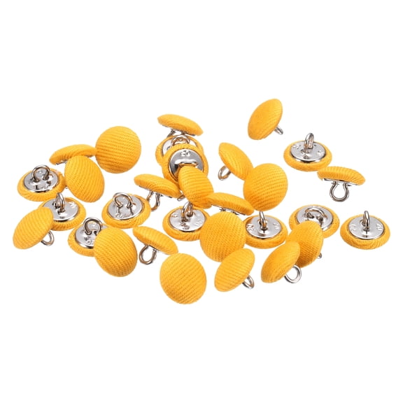 Uxcell 30pcs 20L Fabric Cloth Covered Button 12.5mm 1/2" Round Metal Shank Satin Sewing DIY Craft Buttons for Bridal Wedding Suits Dress Blouses Sweaters, Yellow