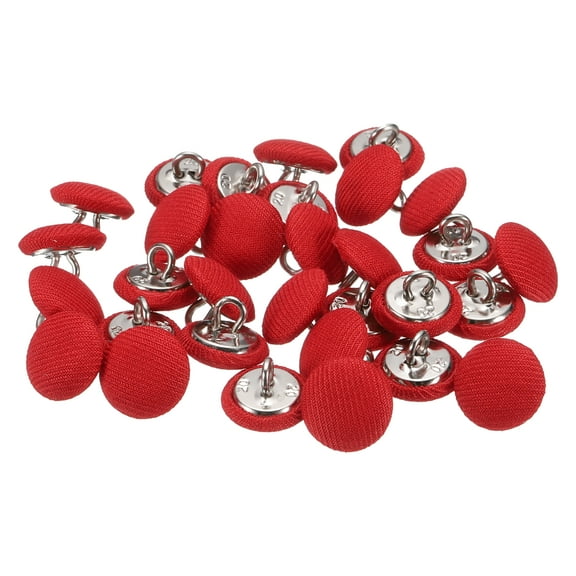 Uxcell 30pcs 20L Fabric Cloth Covered Button 12.5mm 1/2" Round Metal Shank Satin Sewing DIY Craft Buttons for Bridal Wedding Suits Dress Blouses Sweaters, Red