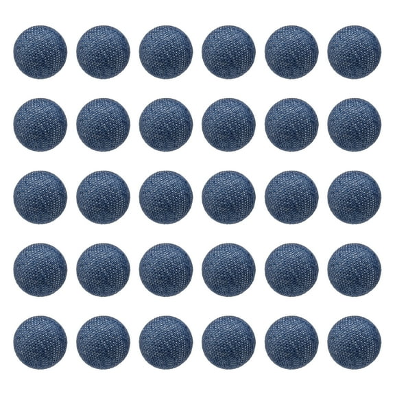 Uxcell 30pcs 24L Fabric Cloth Covered Button 15mm 5/8" Plastic Shank Round Sewing DIY Buttons Craft Replacement Button for Sewing Clothing Suits Coats Blouses Sweaters, Dark Blue