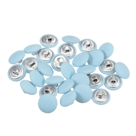 Uxcell 30pcs 24L Fabric Cloth Covered Button 15mm Metal Shank Round Sewing Buttons for Suits Dress Blouses, Blue