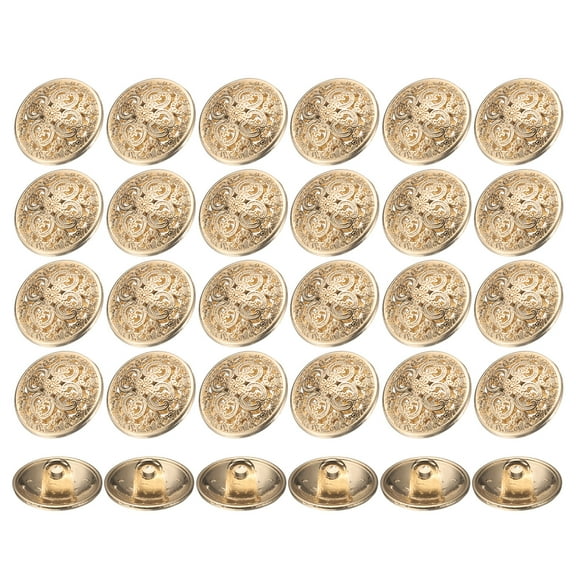 Uxcell 30pcs 24L Metal Round Hollow Sewing Buttons 15mm 5/8" Zinc Alloy Clothes Craft Replacement Button for Men Women Coat Uniform Shirt Suit, Gold Tone