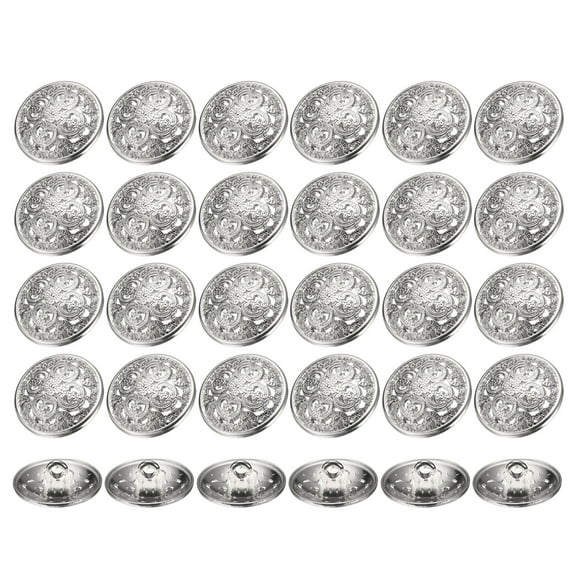 Uxcell 30pcs 28L Metal Round Hollow Sewing Buttons 18mm 11/16" Zinc Alloy Clothes Craft Replacement Button for Men Women Coat Uniform Shirt Suit, Silver Tone