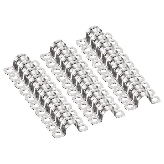Uxcell 30pcs 3/8" 27mm Conduit Clamps, M27 U Tube Pipe Clamp, Stainless Steel Rigid Pipe Strap, U Shaped Bracket with Two Hole, Thick