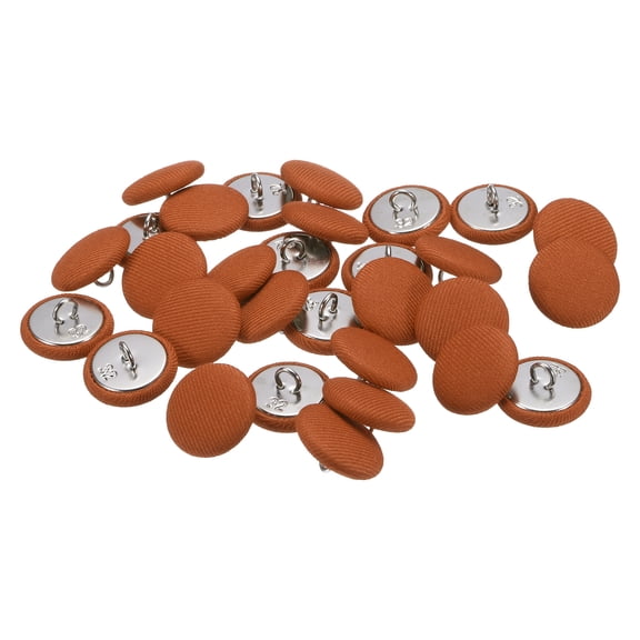 Uxcell 30pcs 32L Fabric Cloth Covered Button 20mm 4/5" Round Metal Shank Satin Sewing DIY Craft Buttons for Bridal Wedding Suits Dress Blouses Sweaters, Orange