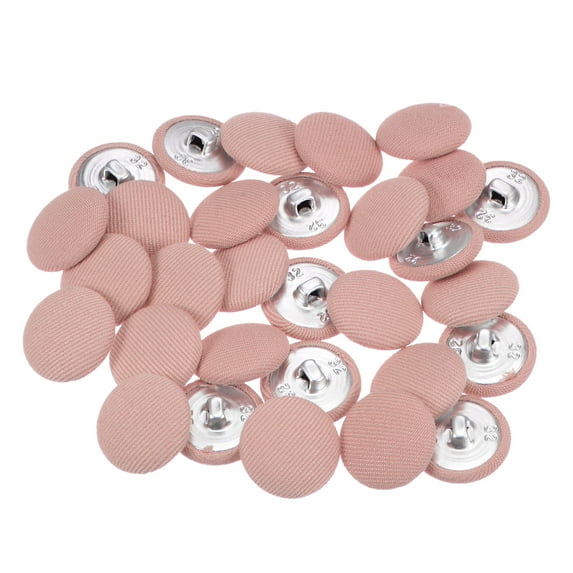 Uxcell 30pcs 32L Fabric Cloth Covered Button 20mm Metal Shank Round Sewing Buttons for Suits Dress Blouses, Pink