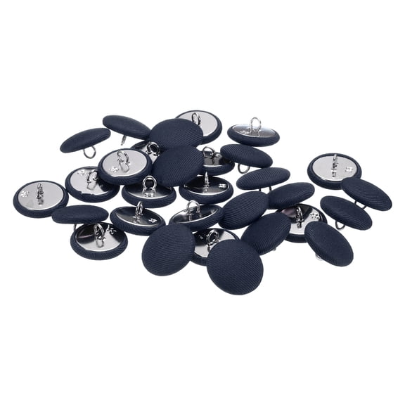 Uxcell 30pcs 36L Fabric Cloth Covered Button 23mm 7/8" Round Metal Shank Satin Sewing DIY Craft Buttons for Bridal Wedding Suits Dress Blouses Sweaters, Navy Blue