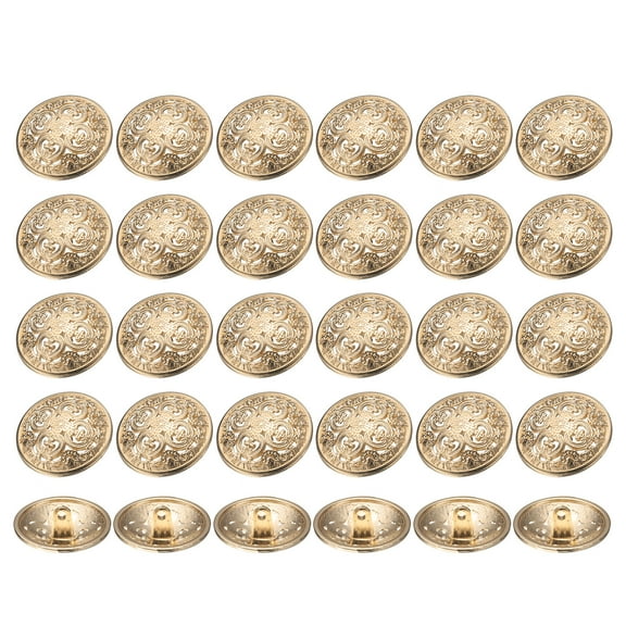 Uxcell 30pcs 40L Metal Round Hollow Sewing Buttons 25mm 1" Zinc Alloy Clothes Craft Replacement Button for Men Women Coat Uniform Shirt Suit, Gold Tone
