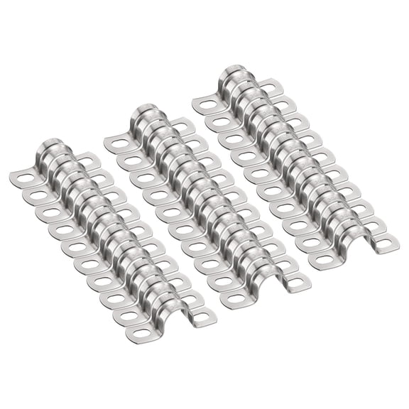Uxcell 30pcs 5/16" 22mm Conduit Clamps, M22 U Tube Pipe Clamp, Stainless Steel Rigid Pipe Strap, U Shaped Bracket with Two Hole, Thick