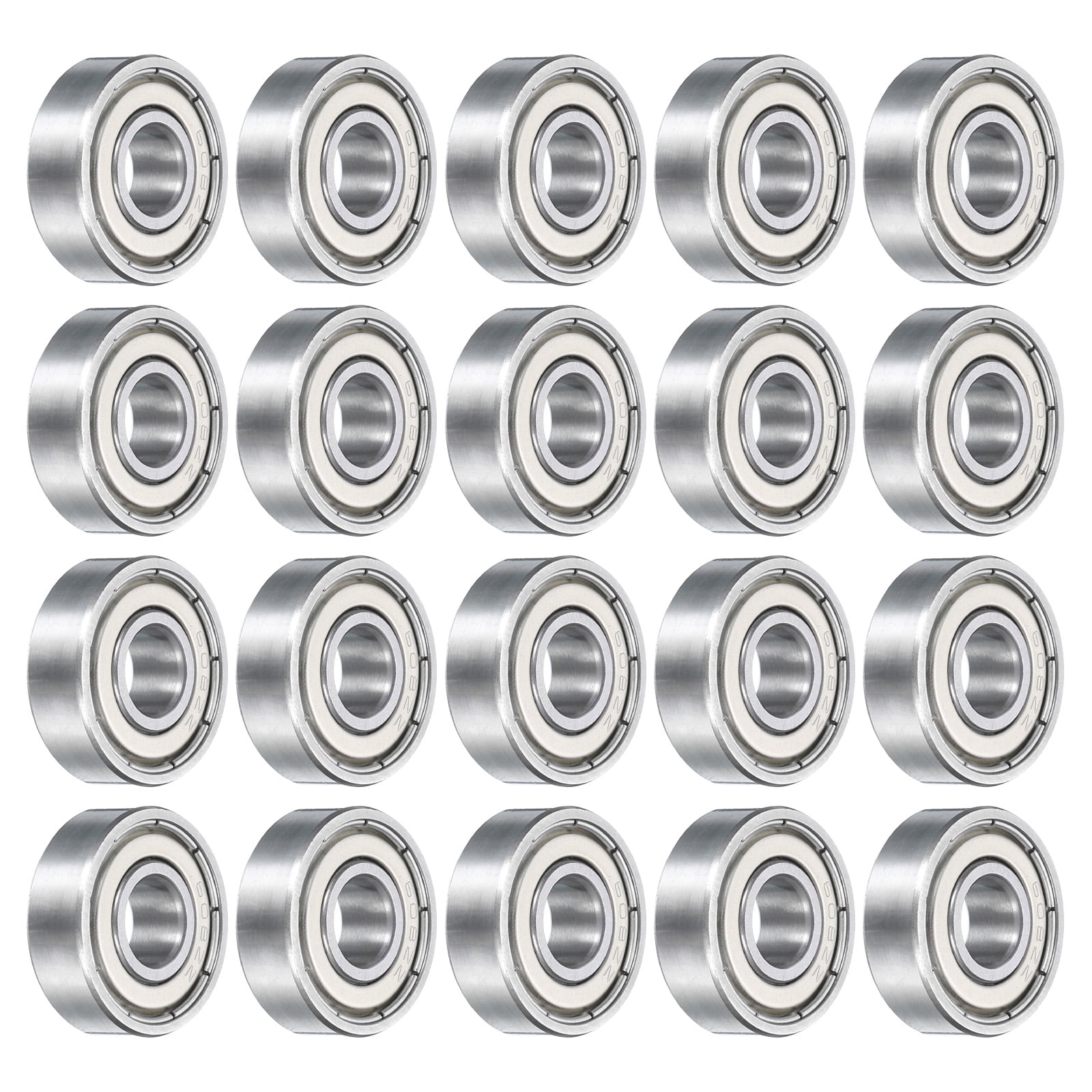 Uxcell 30pcs 608ZZ Miniature Ball Bearings 8x22x7mm Double Shielded Bearing Silver Tone