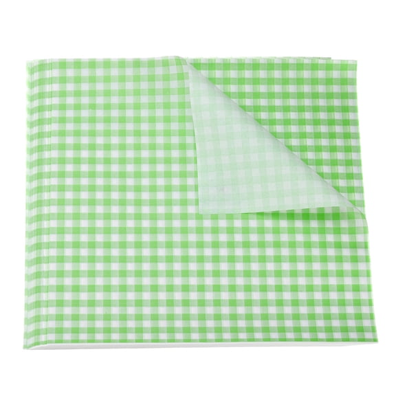 Uxcell 30pcs Square Checkered Wax Paper Sheets 9.84" x 9.84" Oil-absorbing Dry Food Wrapping Paper for Sandwich Baking Paper Liners Picnic Basket Bread Hamburger Wrap Kitchen, Green