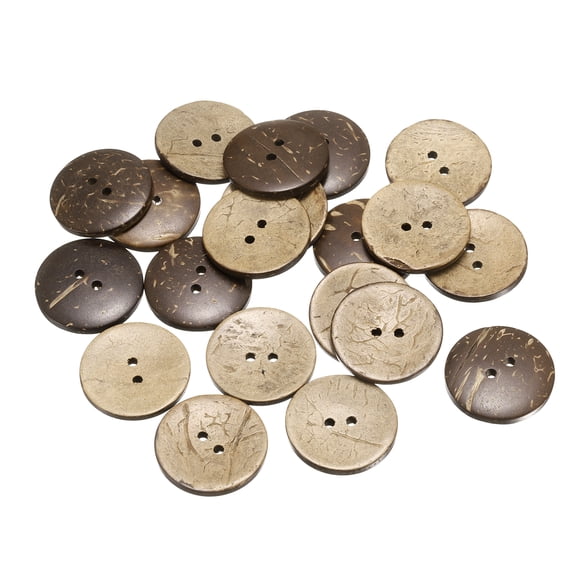 Uxcell 30pcs Coco Shell Buttons 25mm Sewing Crafts Replacement Round Button for Clothing Decoration DIY Accessories,Brown