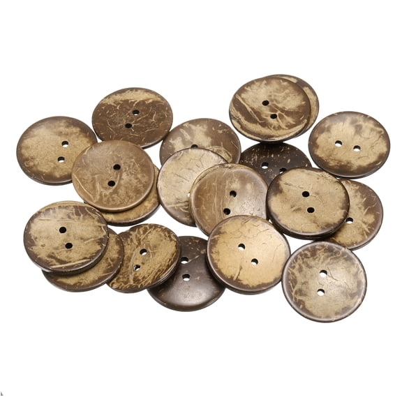 Uxcell 30pcs Coco Shell Buttons 34mm Sewing Crafts Replacement Round Button for Clothing Decoration DIY Accessories,Brown