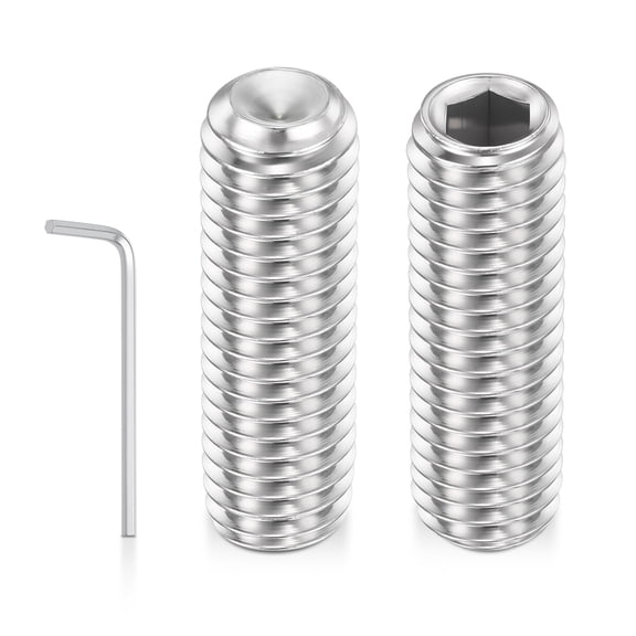 Uxcell 30pcs Cup Point Hex Socket Set Screws - [M5-0.8x16mm] 18-8 Stainless Steel Headless Allen Head Grub Set Screw with Hex Key Wrench for Door Handles, Bathroom Fixture & Towel Rack