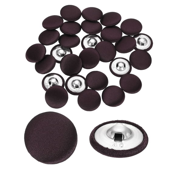 Uxcell 30pcs Fabric Cloth Buttons 1" Round Sewing Button Dark Purple, Fabric Covered Buttons with Shank for Jacket Coat Shirt Suits Bridal
