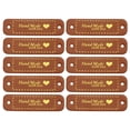 thumbnail image 1 of Uxcell 30pcs Handmade PU Leather Label Sew on Embossed Tag Embellishment 2.17"L Jeans Bags Shoes Hat Brown Gold, 1 of 6