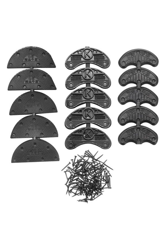 30pcs Heel Plates  Heel Taps Rubber  Repair Pad Replacement Set in 3 Sizes  with 150pcs 16mm Screws, Black