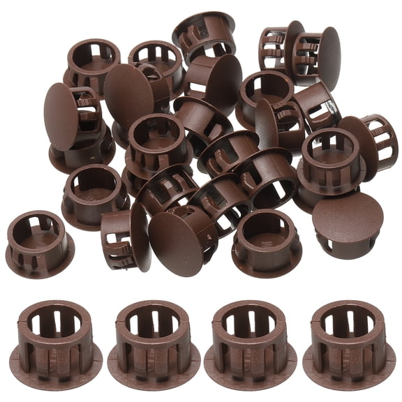 Uxcell 30pcs Nylon Hole Plugs,3/5"(16mm) Round Drill Screw Hole Plugs Covers, Dark Brown