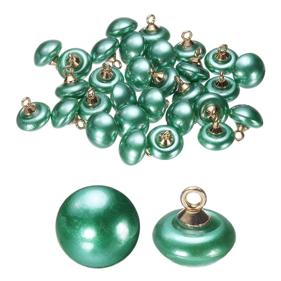 Uxcell 30pcs Plastic Buttons 0.39" Mushroom Domed Sewing Button with Gold Shank, Green