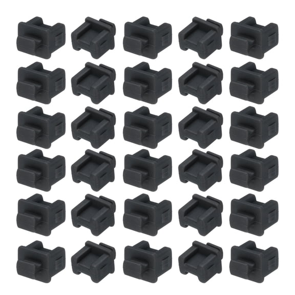 Uxcell 30pcs SFP-B Port Duct Covers Caps Silicone Plugs Protector for Internet Network Device SFP Female Plug, Black
