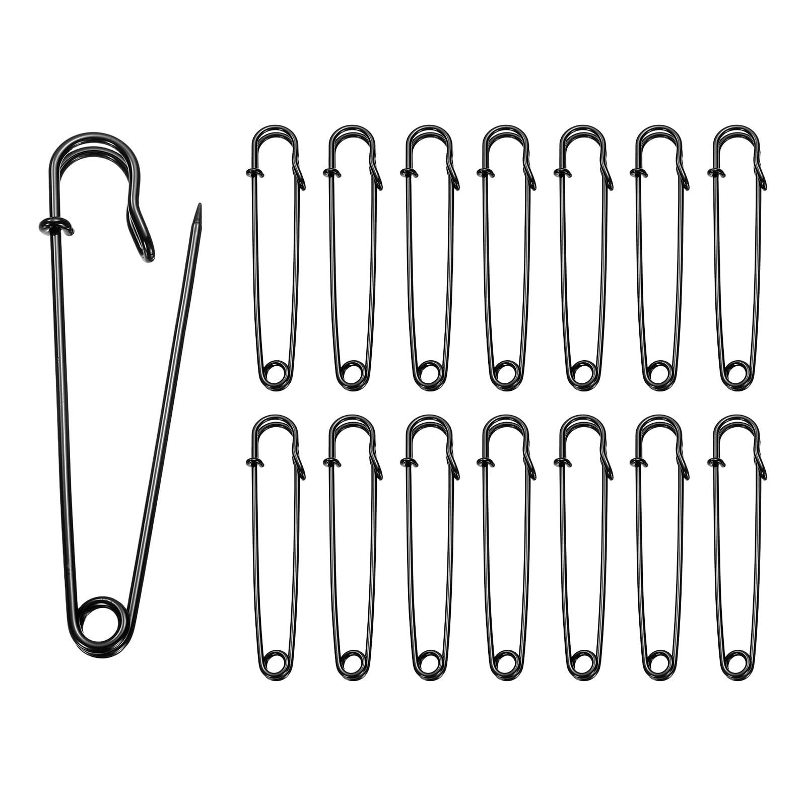 Uxcell 30pcs Safety Pins 100mm Baked Paint Large Safety Pin for Clothes, Black