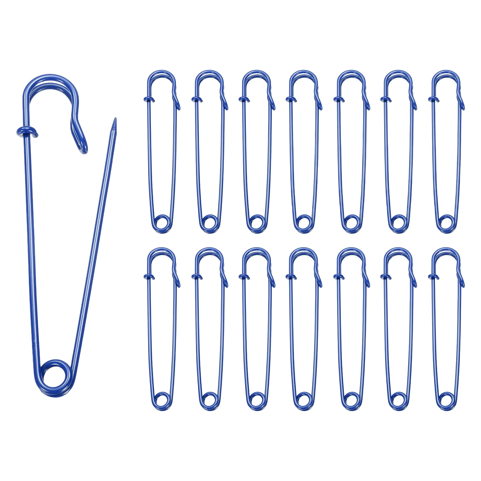 Uxcell 30pcs Safety Pins 100mm Baked Paint Large Safety Pin for Clothes, Blue