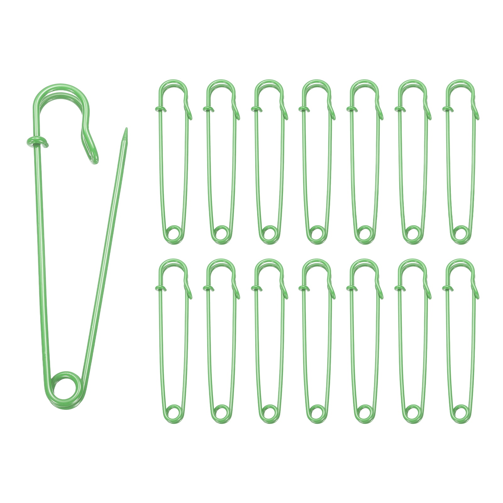 Uxcell 30pcs Safety Pins 100mm Baked Paint Large Safety Pin for Clothes, Green
