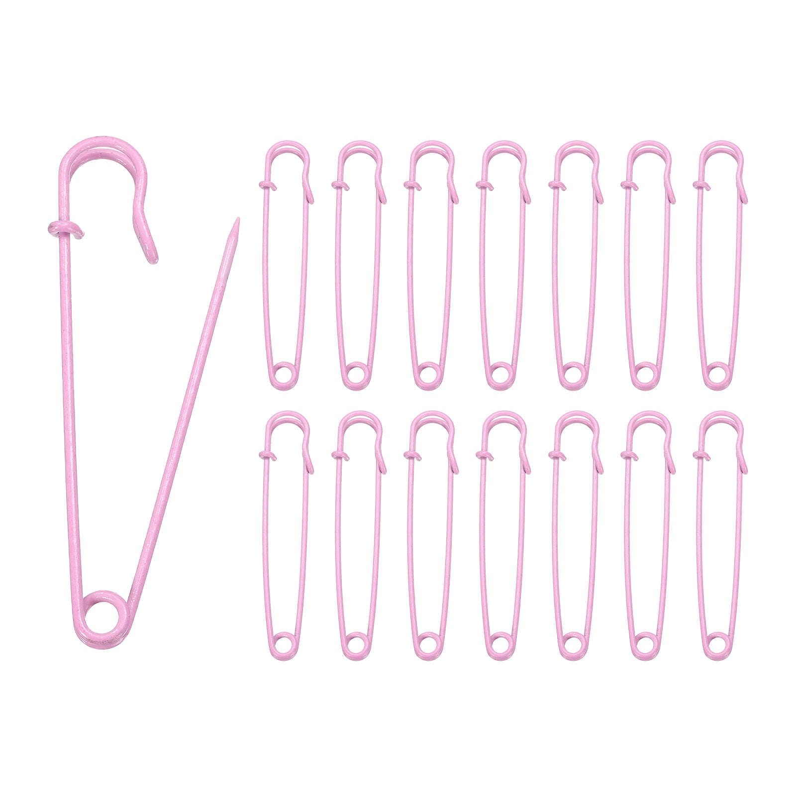 Uxcell 30pcs Safety Pins 100mm Baked Paint Large Safety Pin for Clothes, Pink