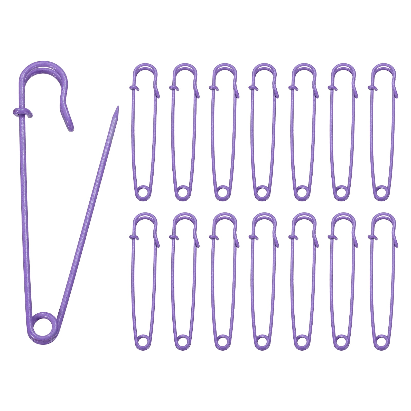 Uxcell 30pcs Safety Pins 100mm Baked Paint Large Safety Pin for Clothes, Purple