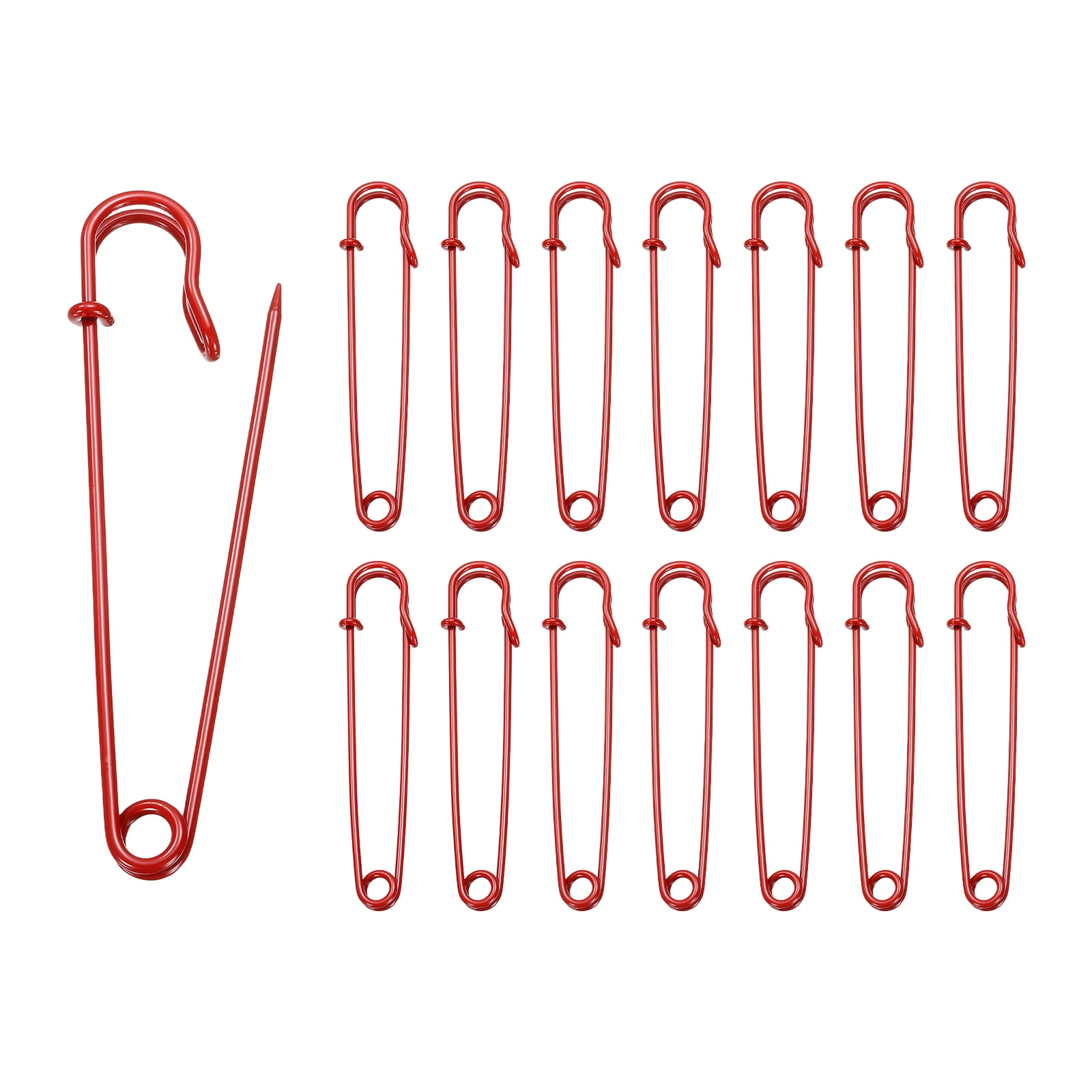 Uxcell 30pcs Safety Pins 100mm Baked Paint Large Safety Pin for Clothes, Red