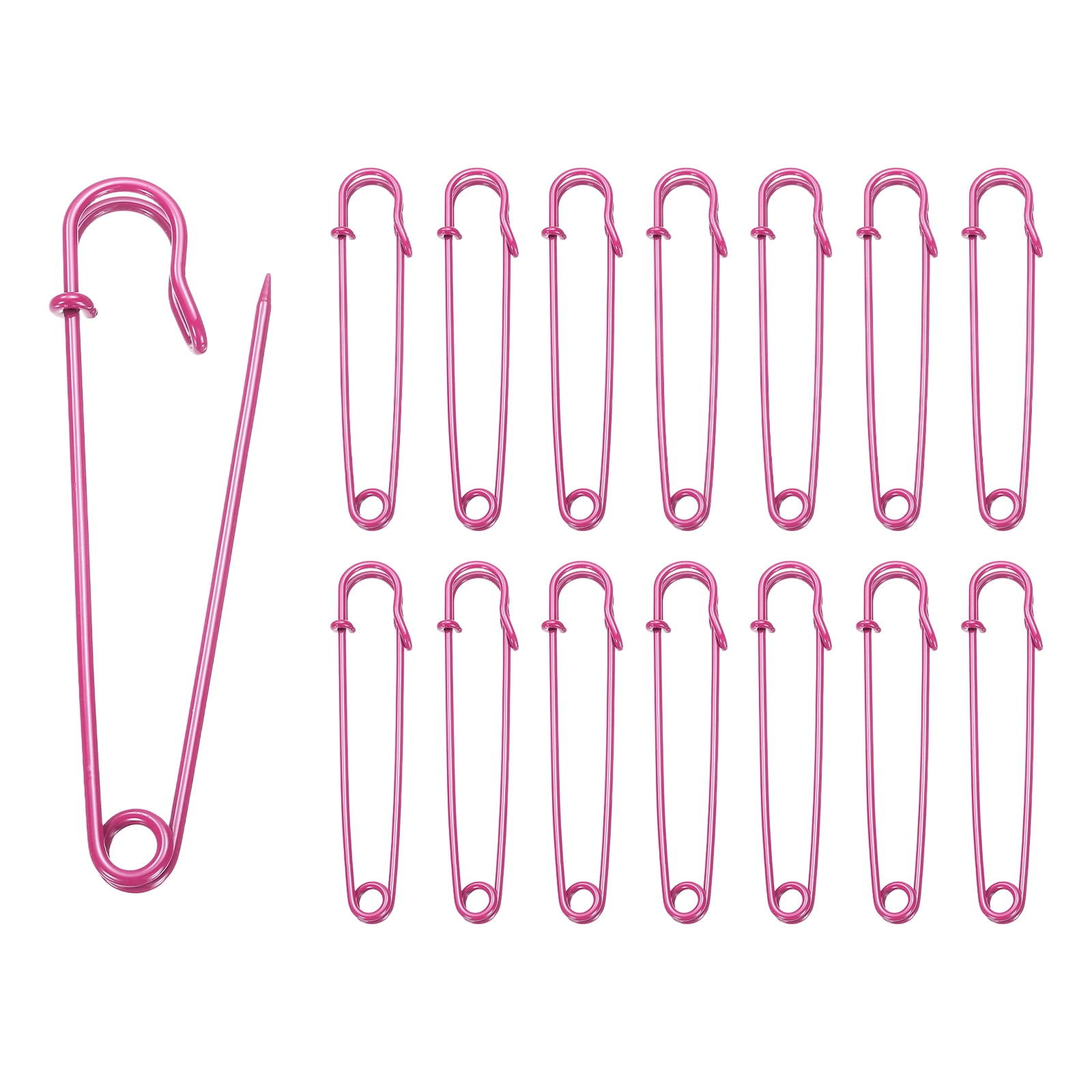 Uxcell 30pcs Safety Pins 100mm Baked Paint Large Safety Pin for Clothes, Rose Red
