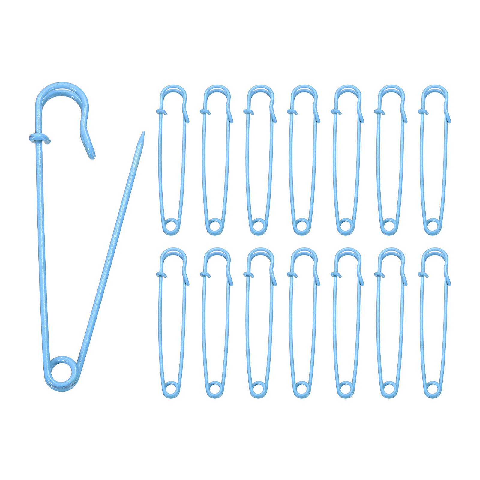 Uxcell 30pcs Safety Pins 100mm Baked Paint Large Safety Pin for Clothes, Sky Blue