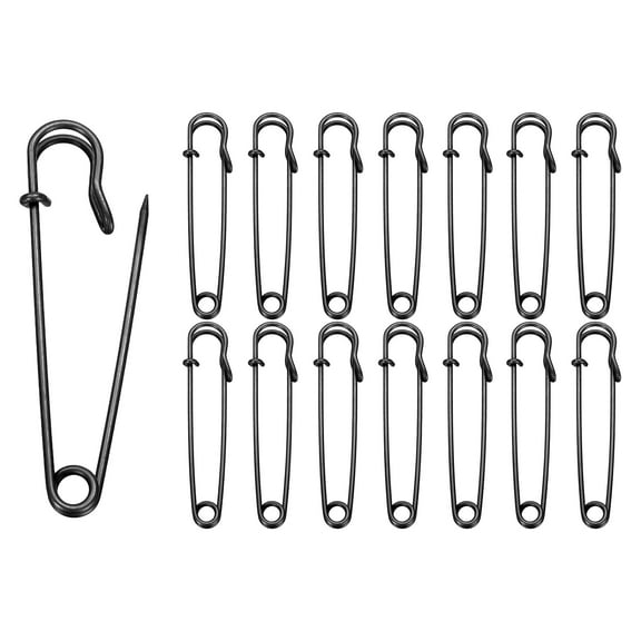 Uxcell 30pcs Safety Pins 3 Inch (75mm) Electroplated Steel Large Safety Pin Heavy Duty Sewing Safety Pins Bulk for Clothes Sewing Arts DIY Crafts, Black