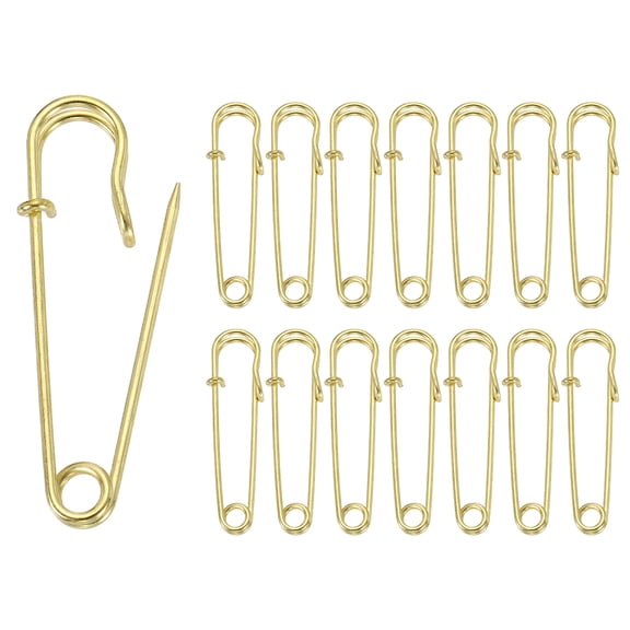 Uxcell 30pcs Safety Pins 50mm Electroplated Large Safety Pin for Clothes, Gold
