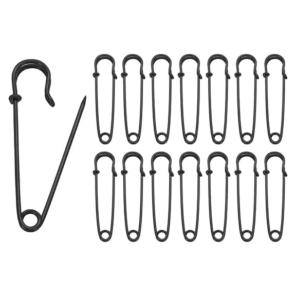 Uxcell 30pcs Safety Pins 70mm Baked Paint Large Safety Pin for Clothes, Black