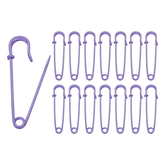 Uxcell 30pcs Safety Pins 70mm Baked Paint Large Safety Pin for Clothes, Purple