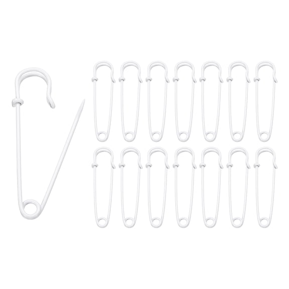 Uxcell 30pcs Safety Pins 70mm Baked Paint Large Safety Pin for Clothes, White