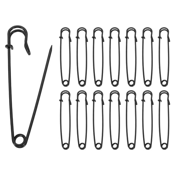 Uxcell 30pcs Safety Pins 89mm Electroplated Large Safety Pin for Clothes, Black