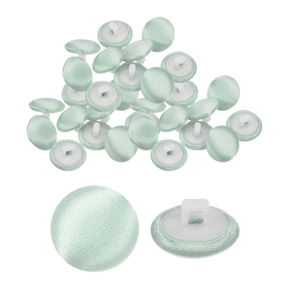 Uxcell 30pcs Satin Buttons 0.5" Smooth Satin Covered Round Buttons with Shank for Bridal Wedding Dress, Light Green