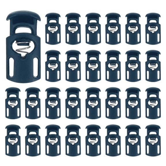 Uxcell 30pcs Spring Cord Locks Plastic Single Hole Toggle Stopper for Drawstrings and DIY Projects Dark Green