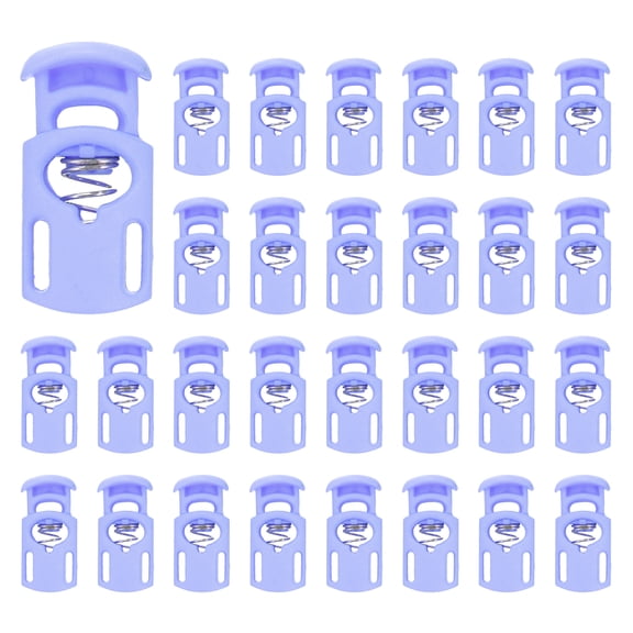 Uxcell 30pcs Spring Cord Locks Plastic Single Hole Toggle Stopper for Drawstrings and DIY Projects Dark Purple