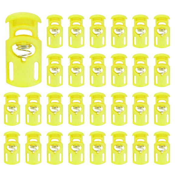 Uxcell 30pcs Spring Cord Locks Plastic Single Hole Toggle Stopper for Drawstrings and DIY Projects Yellow