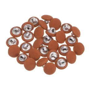 Uxcell 30pcs18L Fabric Cloth Covered Button 11.5mm Metal Shank Round Sewing Buttons for Suits Dress Blouses,Alloy Orange