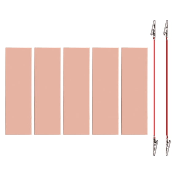 Uxcell 30x100mm Copper Anode Sheet, 5 Pack Pure Copper Strip (99.995% Pure) 1mm Thick Plate Electrode Set with Alligator Clips Cables for Electroplating Plating Experiment